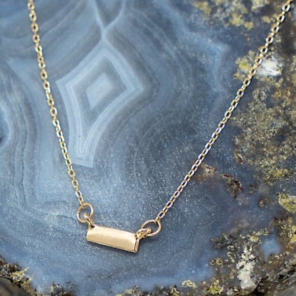 Johanna Elise Jewelry - Mini Bar Delicate Charm Necklace in Gold Tone